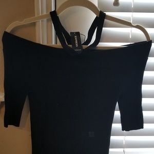 Express Off the Shoulder Halter Sweater - Small